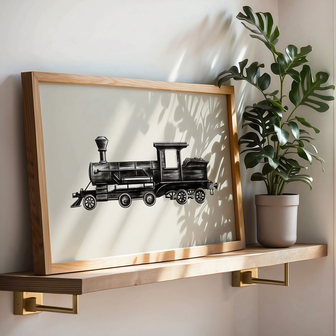 Black Train Vintage Nursery Wall Art Print - Image 3