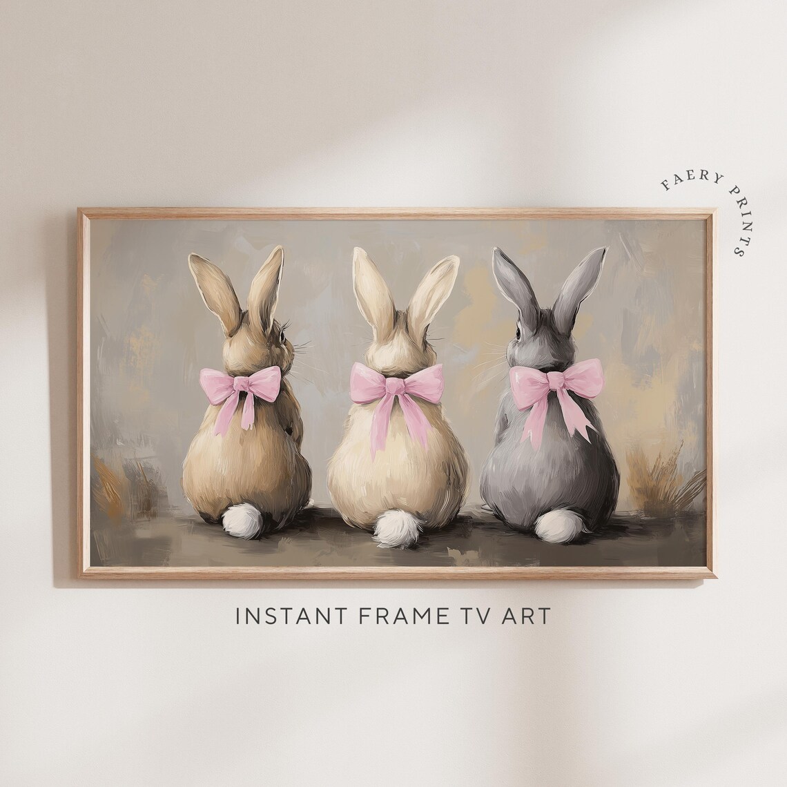 Easter Bunny TV Art Rabbit Frame, Spring Farmhouse