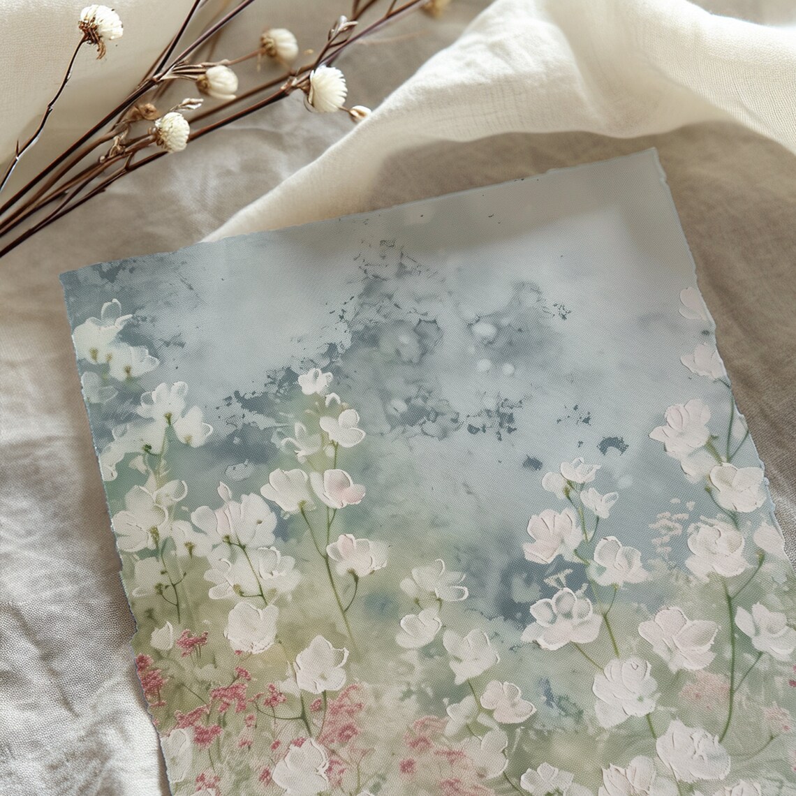 Spring Floral Art Print, Soft Blue Flower Decor - Image 4