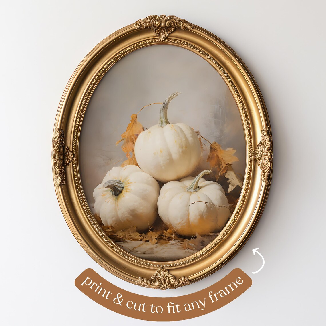 Pumpkin Painting, Vintage Style Autumn Still Life Art Print - Image 5