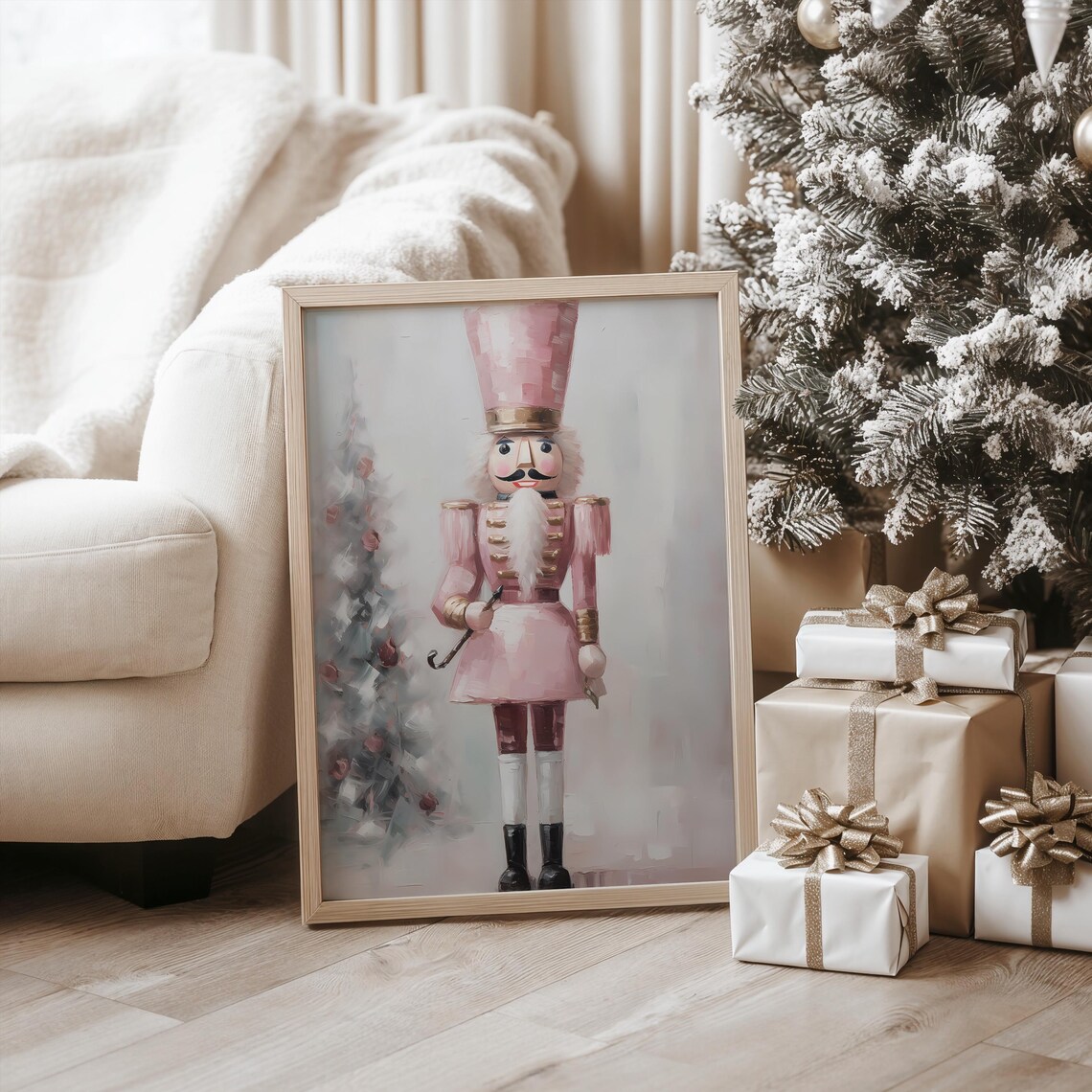 Pink Nutcracker Christmas Art Print, Holiday Decor - Image 5