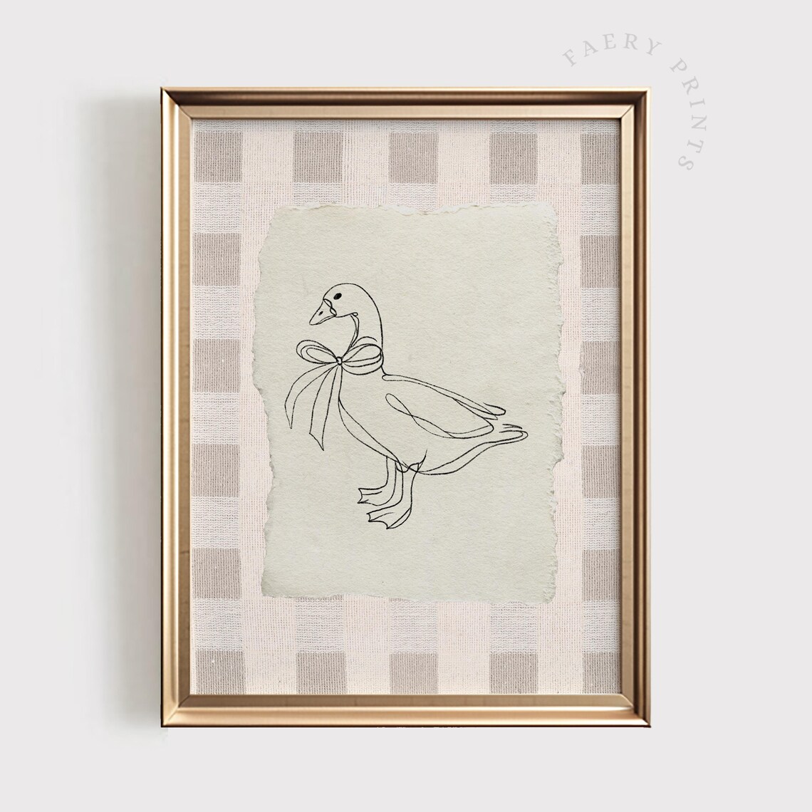 Goose Line Art Print, Neutral Nursery Decor
