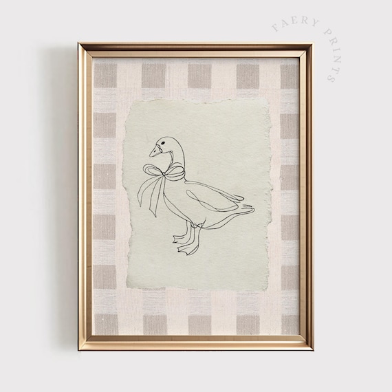 Goose Line Art Print, Neutral Nursery Decor