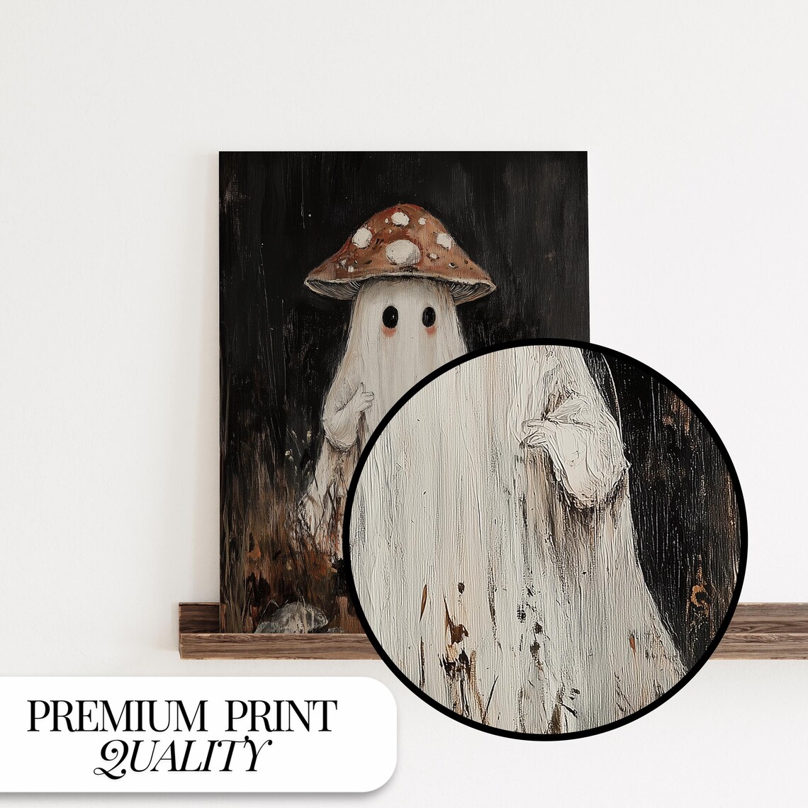 Mushroom Ghost Print, Cute Spooky Halloween Art Print - Image 4