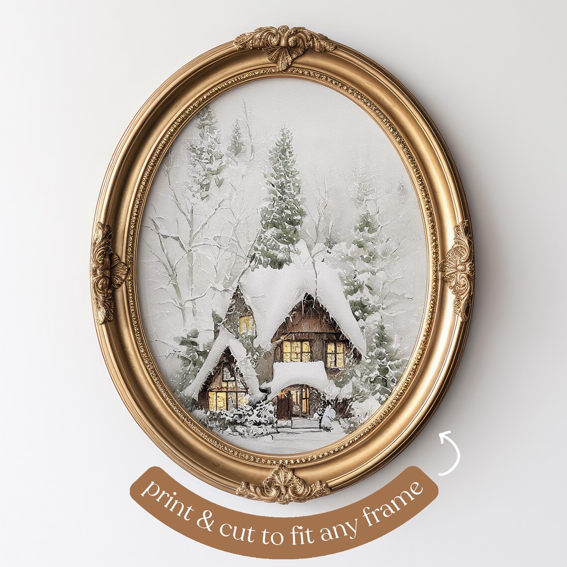 Winter Snow Watercolor Art Print, Farmhouse Decor - Image 4