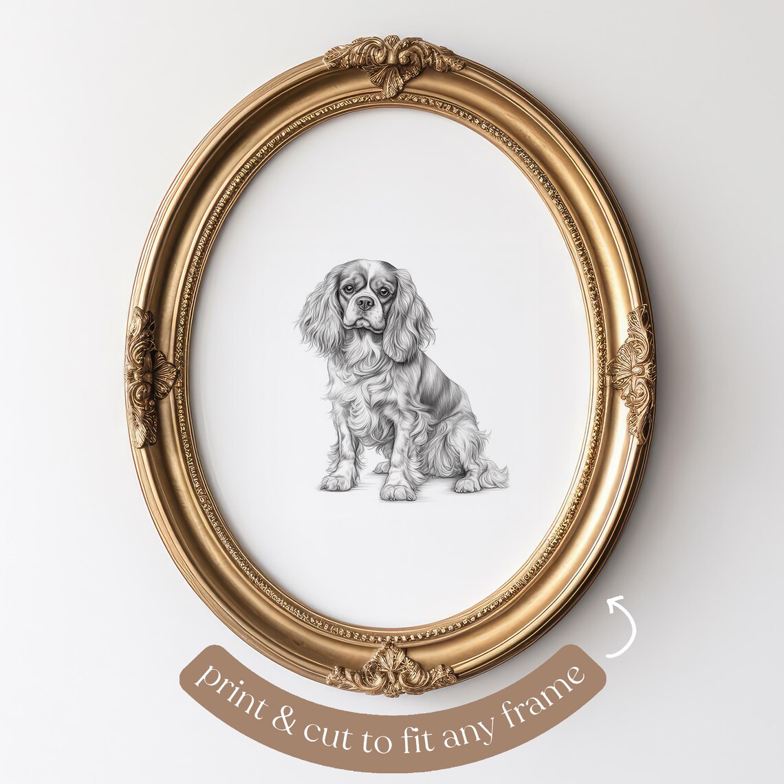 Cavalier King Charles Spaniel Dog Sketch Art Print - Image 4