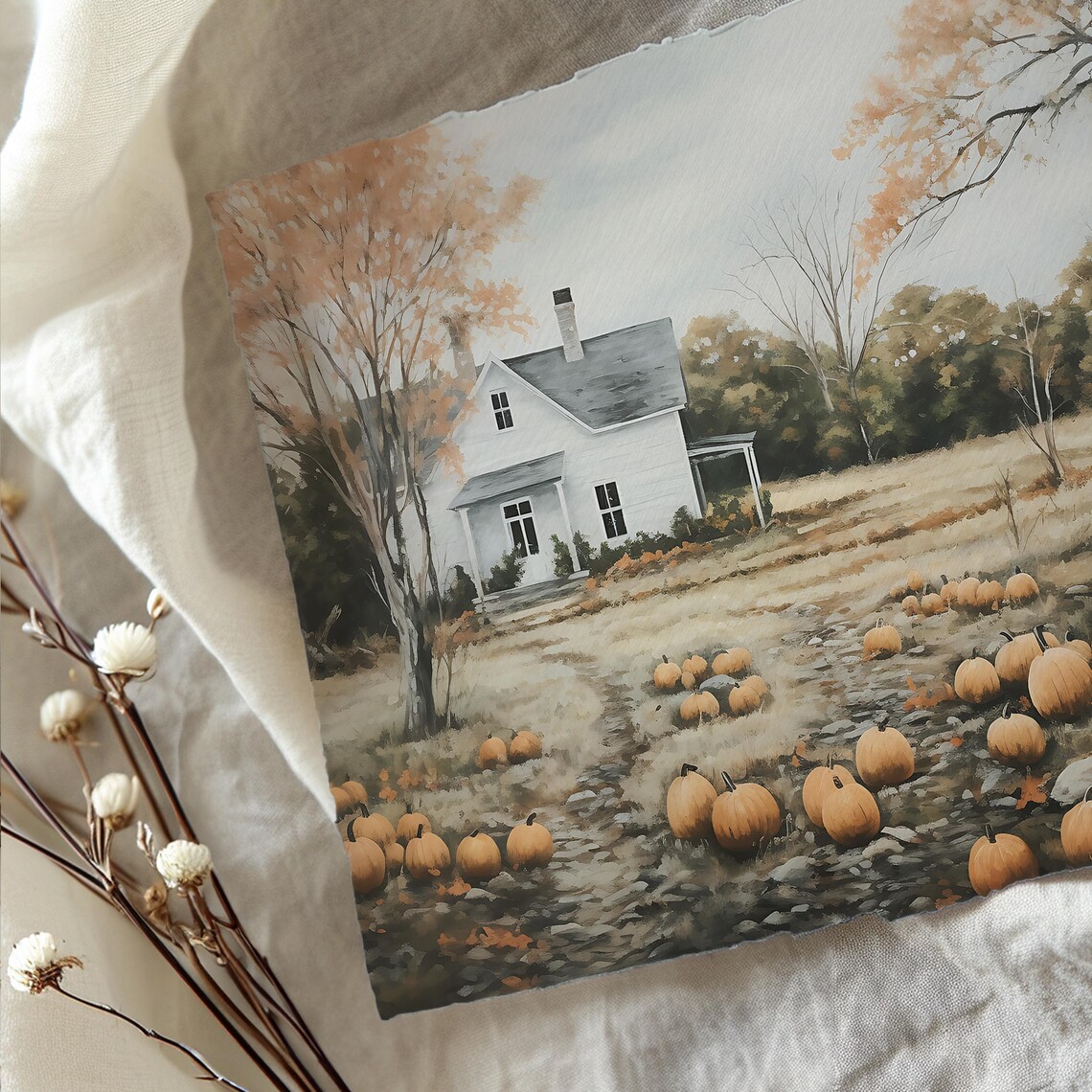 Fall Farmhouse Pumpkin Art Print, Autumn Decor - Image 3