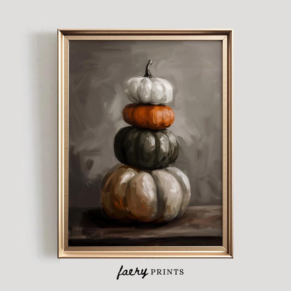 Neutral Pumpkin Print, Vintage Fall Farmhouse Art