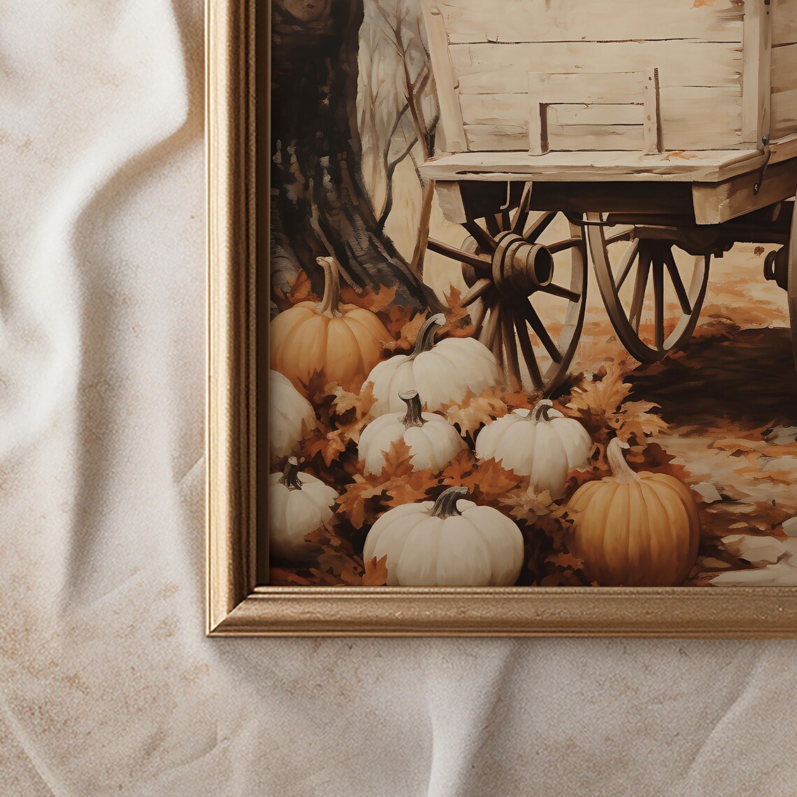 Vintage Autumn Pumpkins In A Wagon Art Print - Image 3