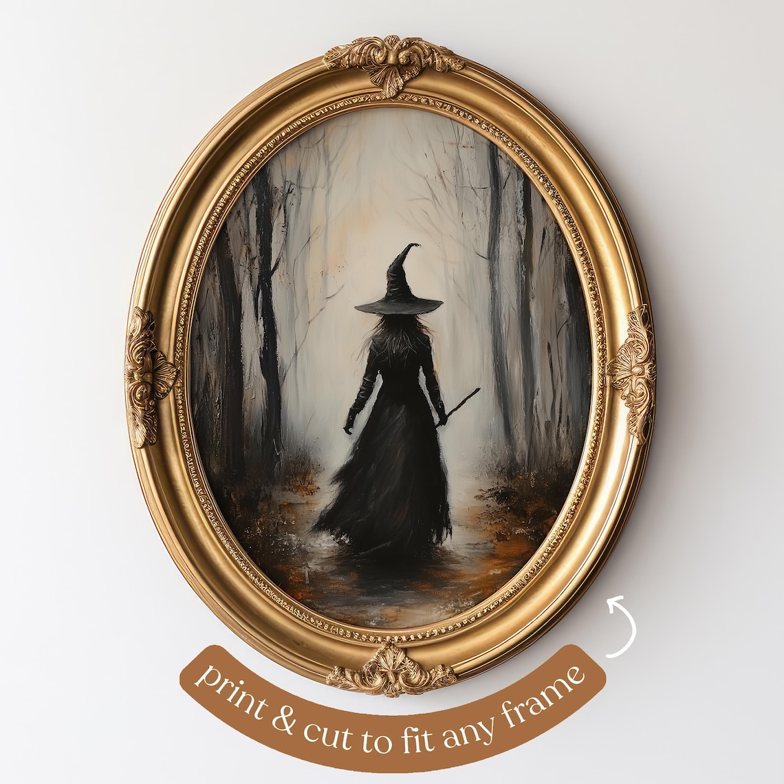 Vintage Witch Wall Art, Halloween Decor Print - Image 4