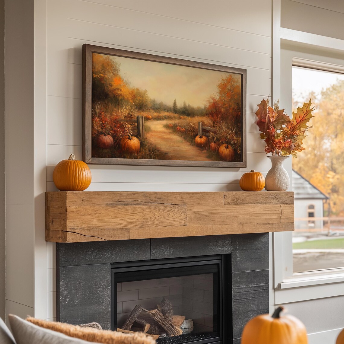 Pumpkin Patch Autumn Landscape Art Print, Vintage - Image 2