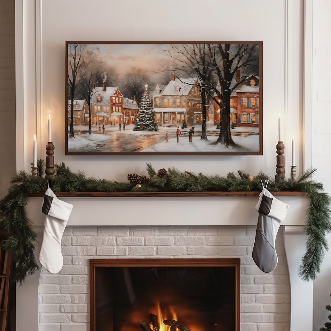 Small Town Winter Christmas Travel Poster - Image 2