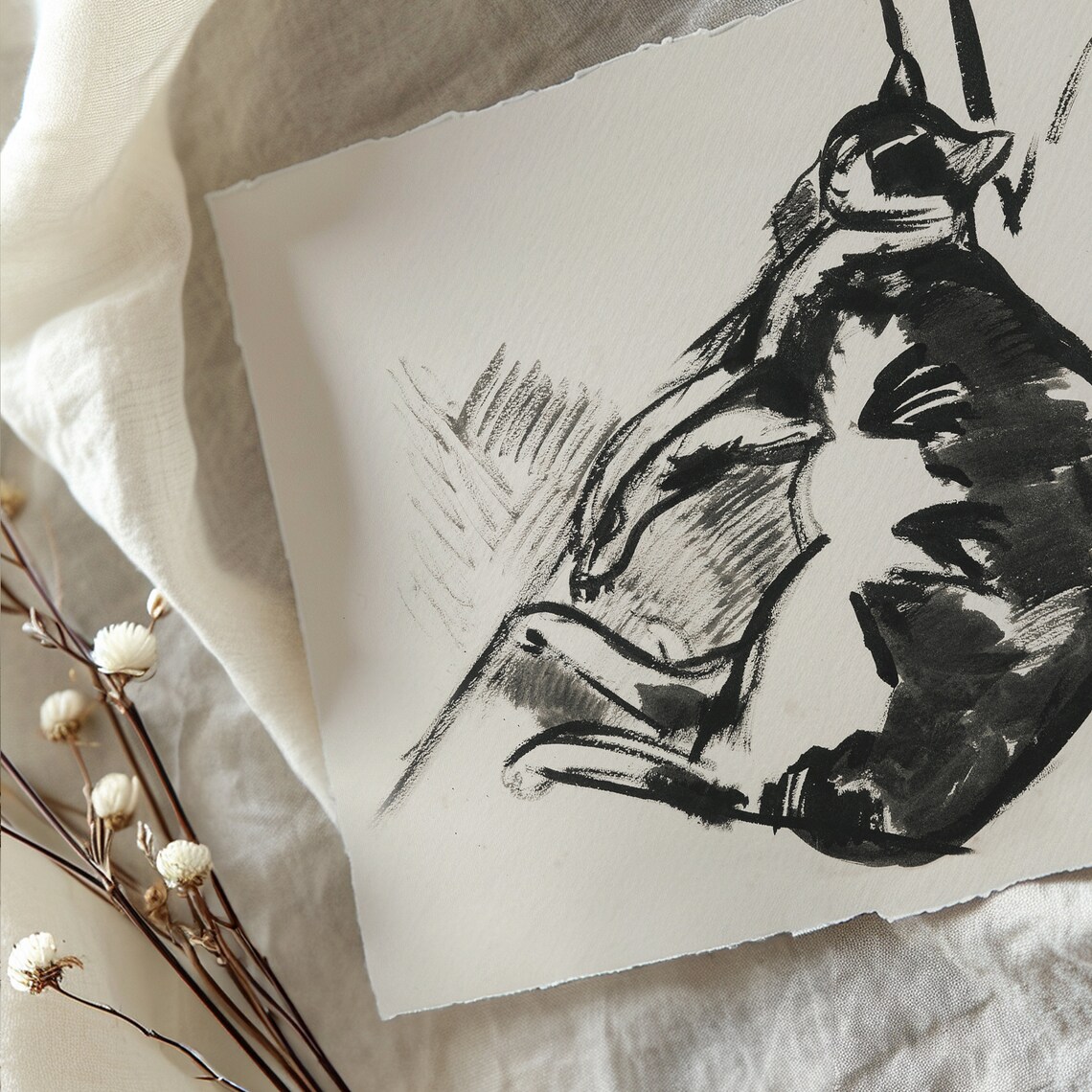 Sleeping Cat Vintage Farmhouse Wall Art Print - Image 4