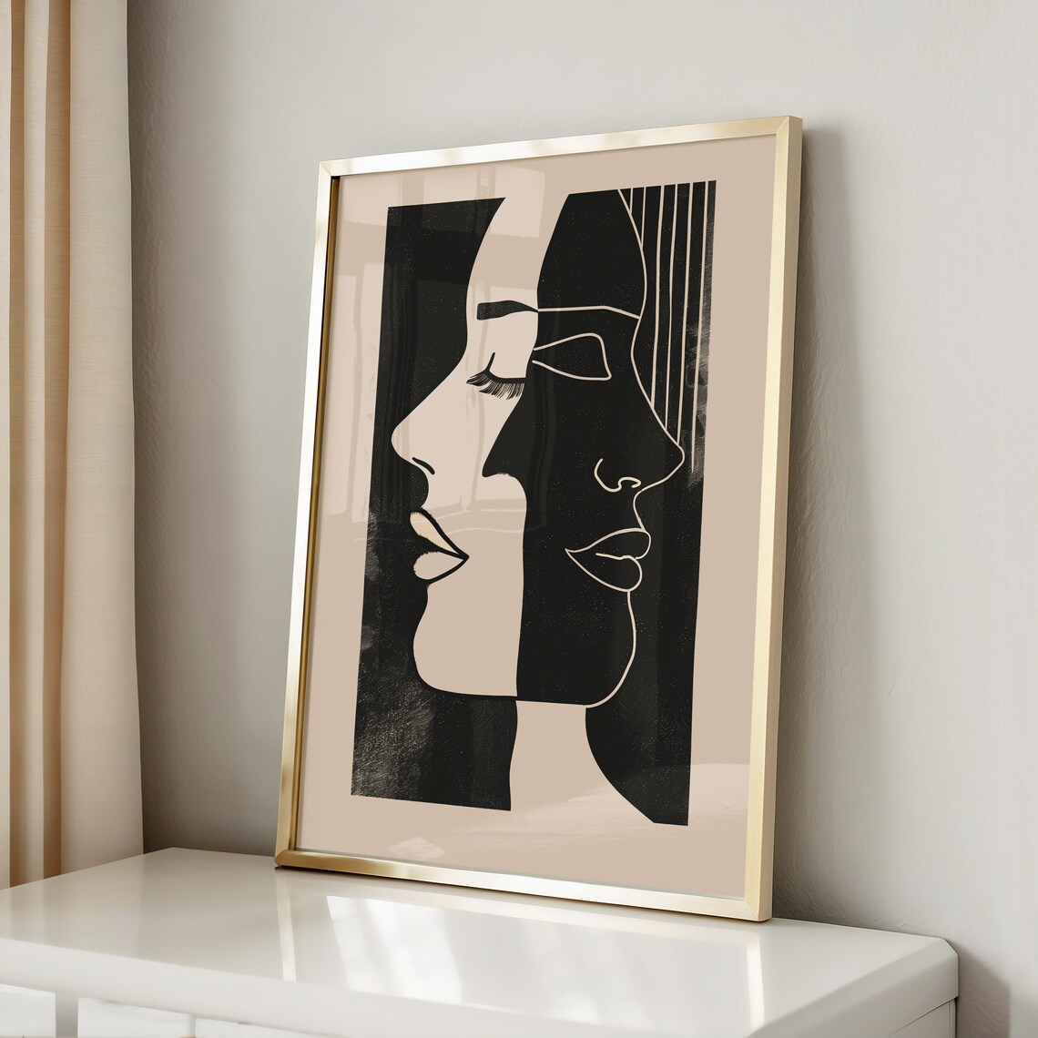 Mid-Century Abstract Woman Profile Line Art Print - Image 2