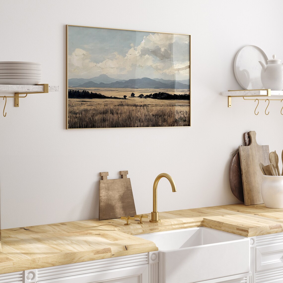 Rustic Neutral Landscape Print, Vintage Country Scenery - Image 5