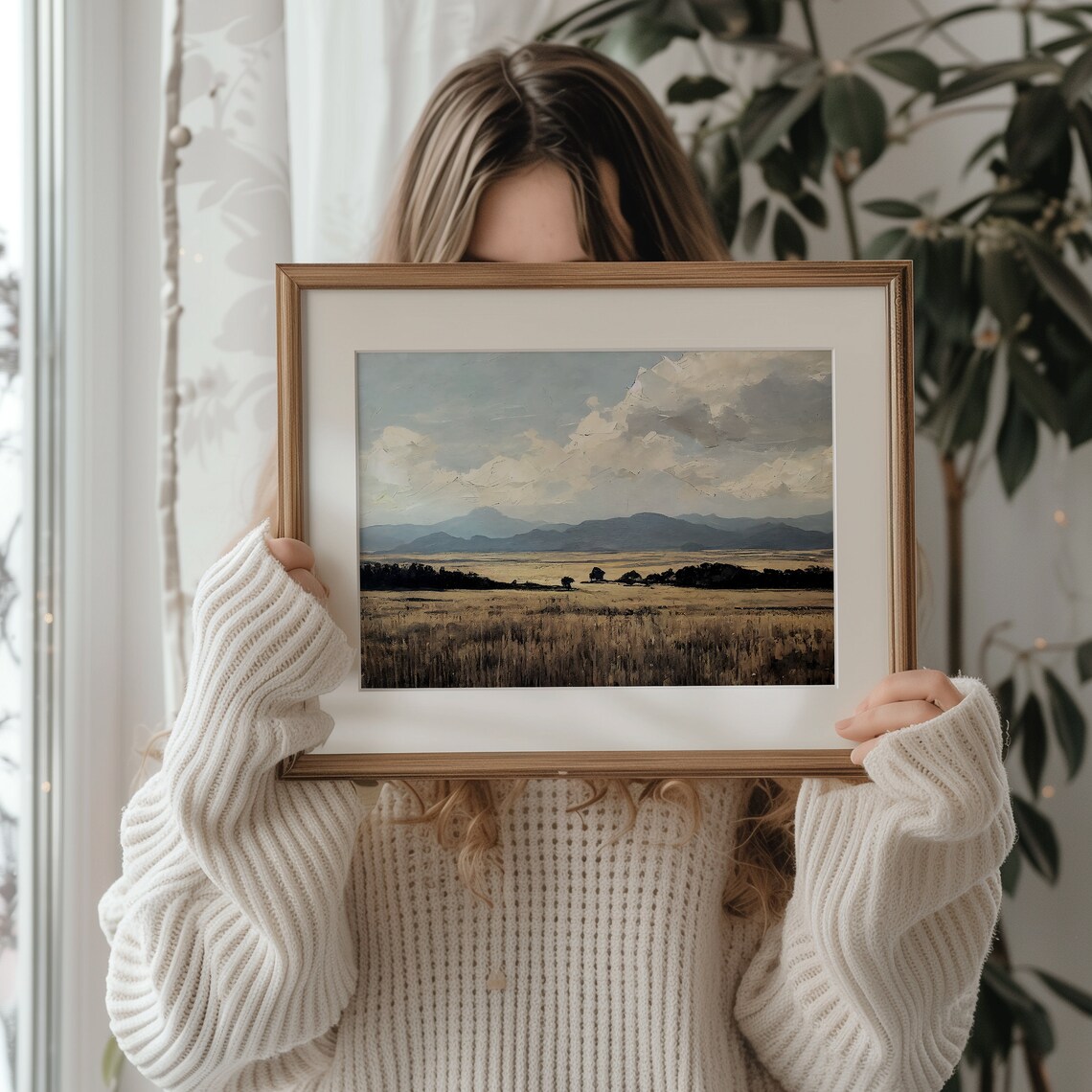 Rustic Neutral Landscape Print, Vintage Country Scenery - Image 4