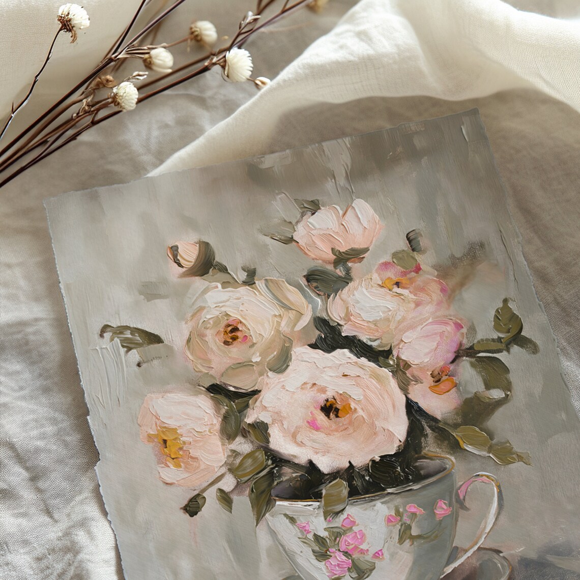 Flowers in a Teacup, Light Academia Art Print - Image 4