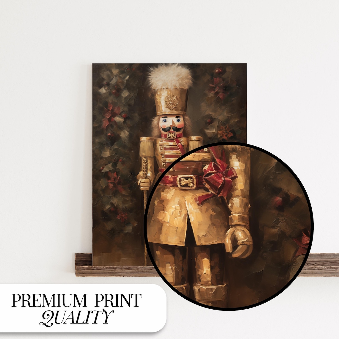 Gold Nutcracker Vintage Christmas Art Print - Image 3