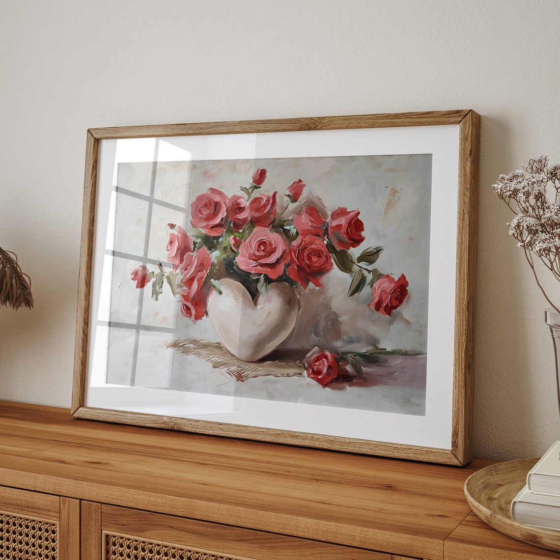 Red Roses Vintage Romantic Wall Art Print