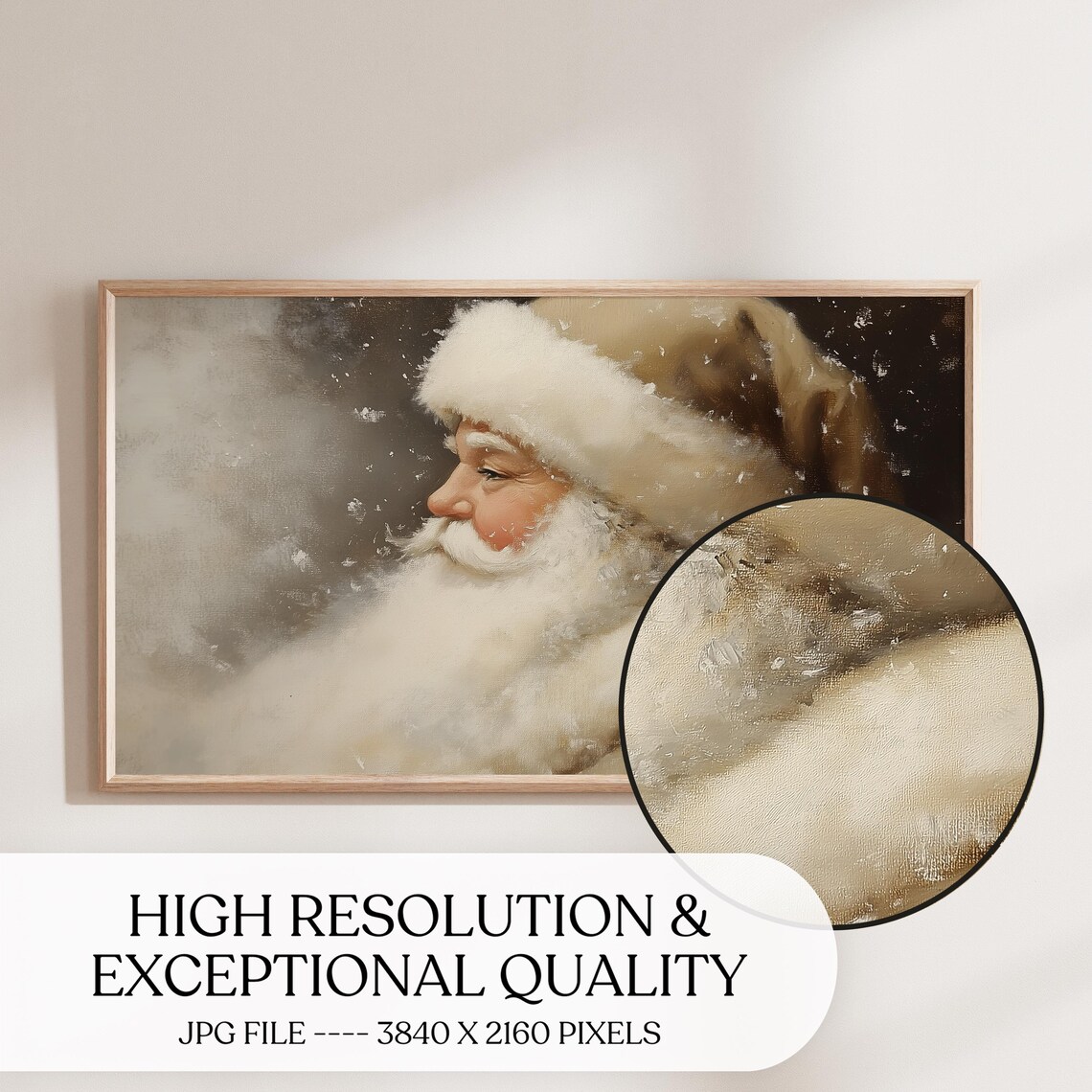 Gold Santa Frame TV Art, Vintage Christmas - Image 3