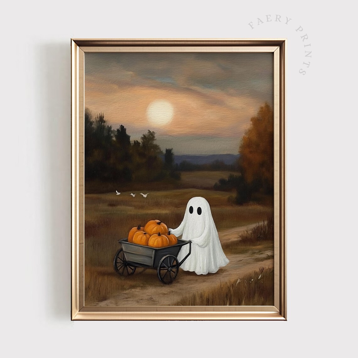 Pumpkin Patch Landscape Halloween Art Print