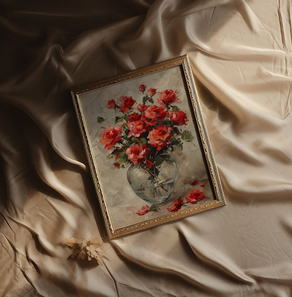 Red Roses Vintage Romantic Decor Art Print - Image 3