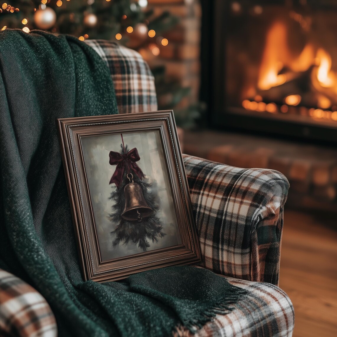 Vintage Christmas Jingle Bell Art, Rustic Holiday Wall - Image 5