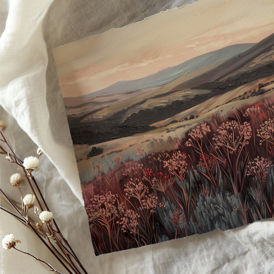 Moody Wildflower Landscape Vintage Wall Art Print - Image 4