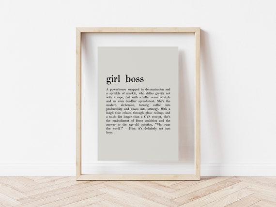 Girl Boss Definition Minimalist Feminist Poster