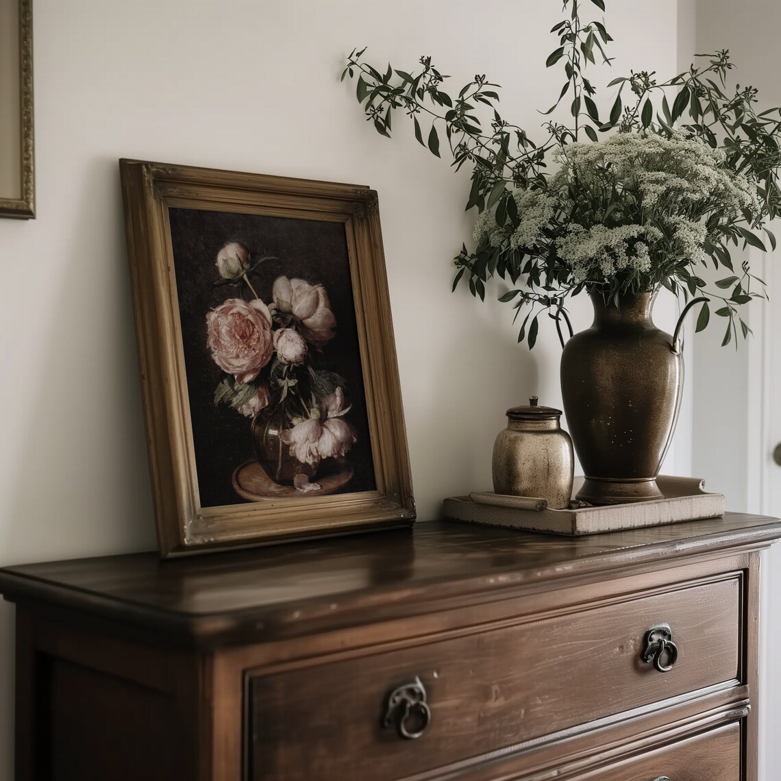 Peonies Print Wall Art, Vintage Florals in Vase - Image 5