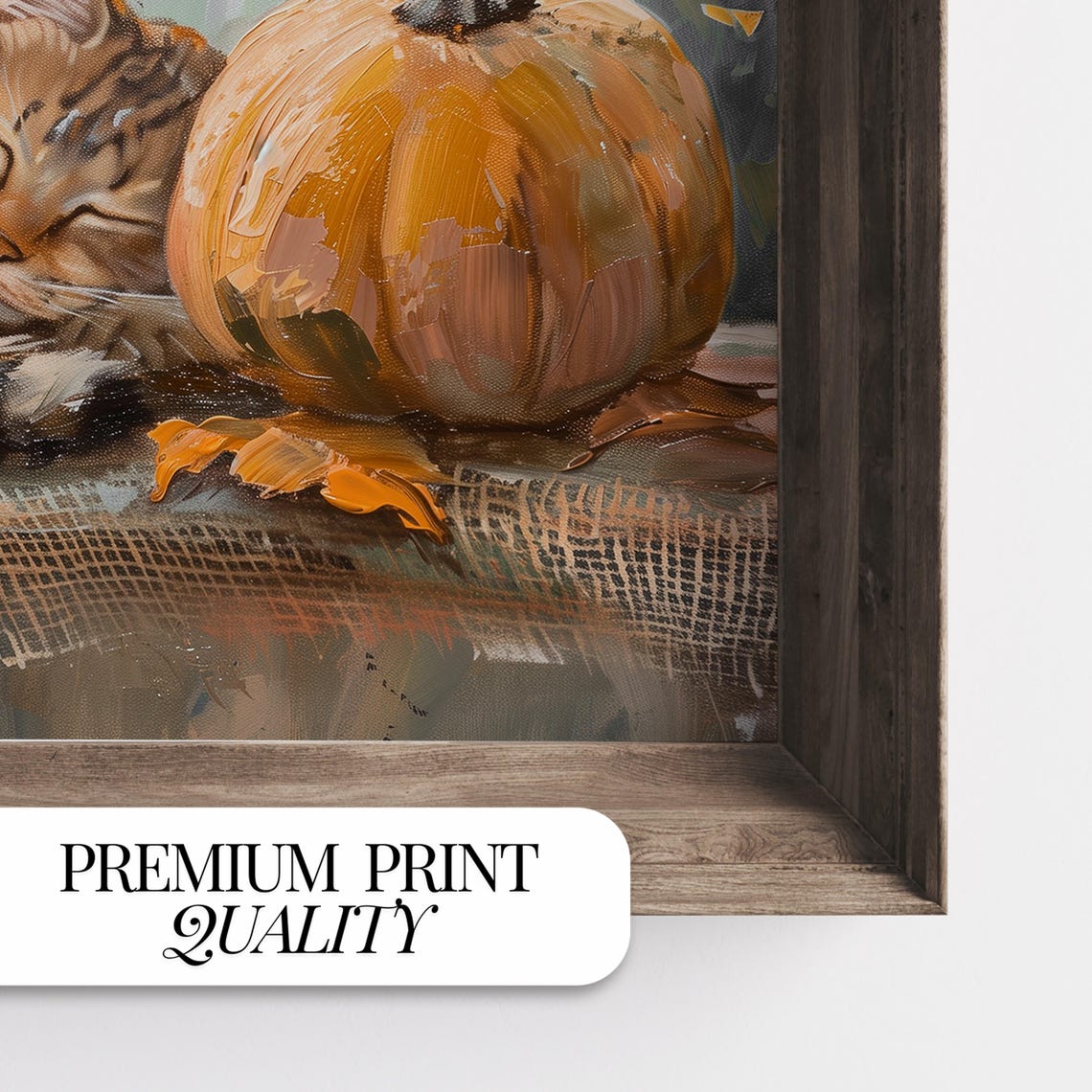 Cat Sleeping With Pumpkin Print Farmhouse Halloween Wall Art Cute Halloween Home Decor Fall Cat Print 946 - Image 3