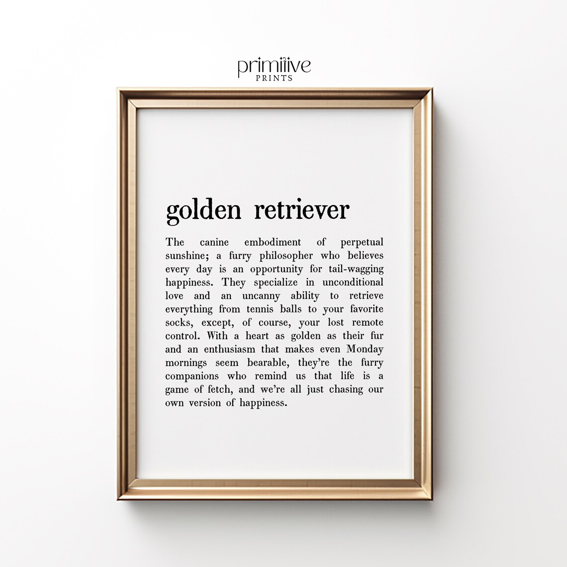 Golden Retriever Definition Poster, Minimalist Dog Print
