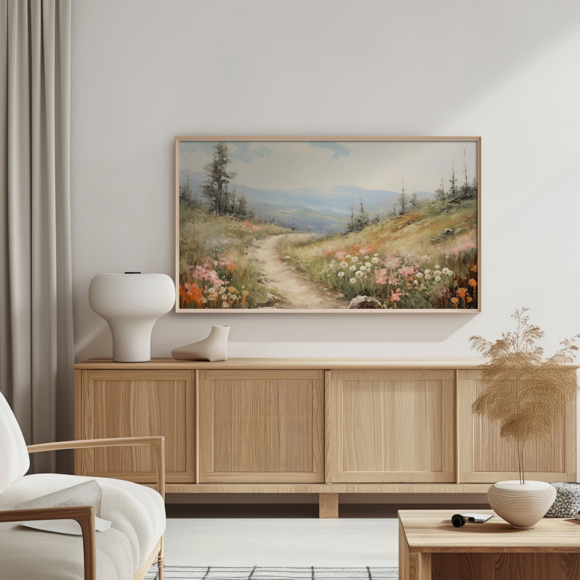 Spring Mountain Trail Winding Through Wildflower Blooms Poster - Image 3