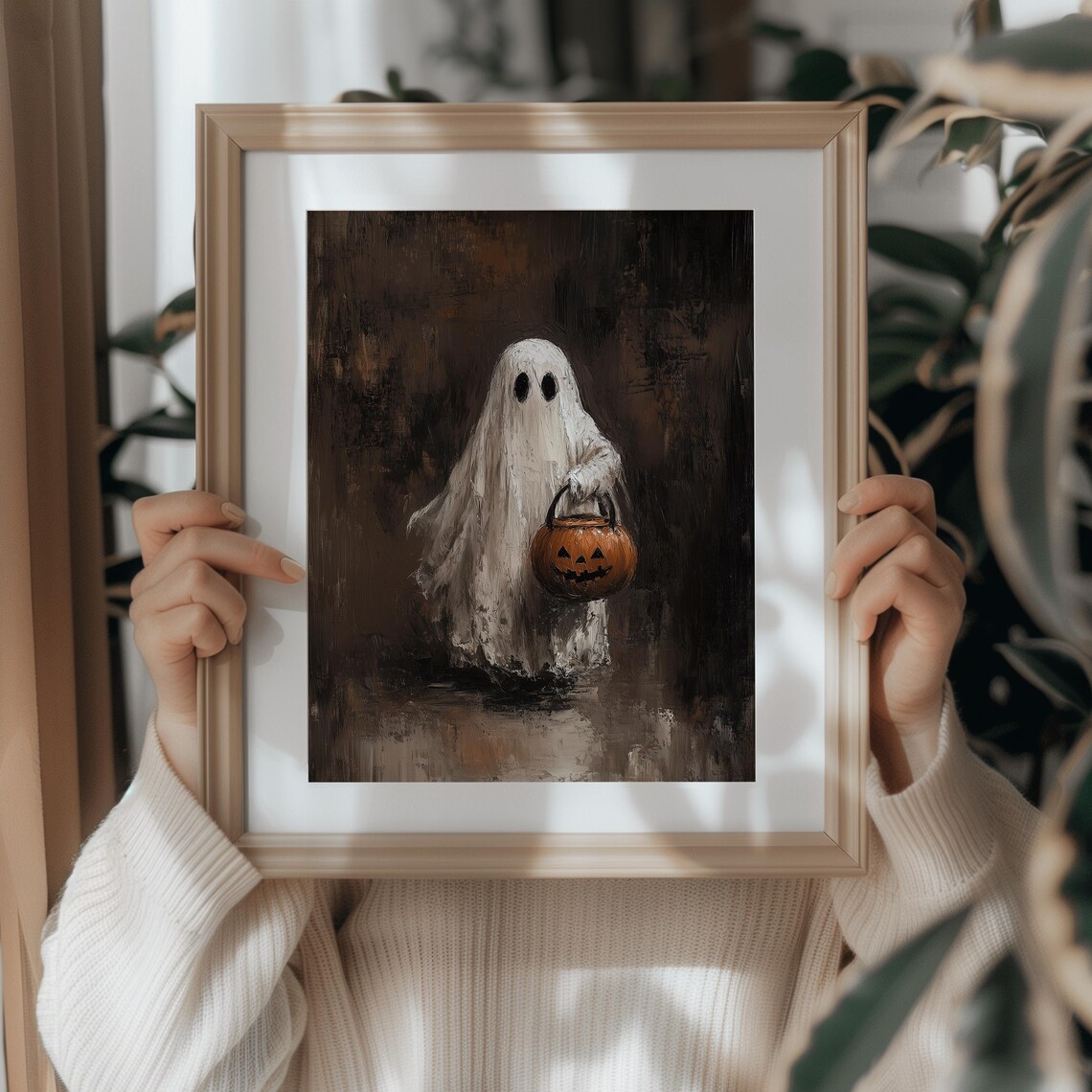 Halloween Ghost Print, Rustic Halloween Wall Art - Image 2