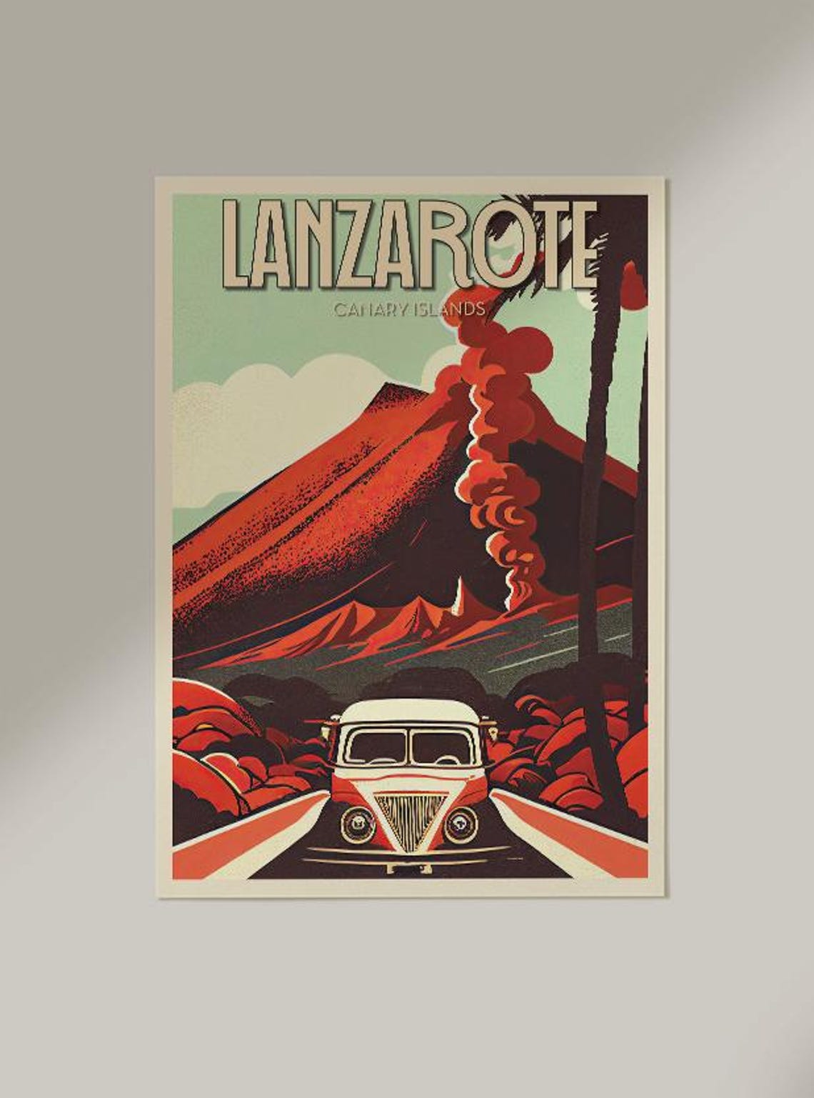 Lanzarote Canary Islands Volcano Camper Van Road Trip Travel Poster - Image 2