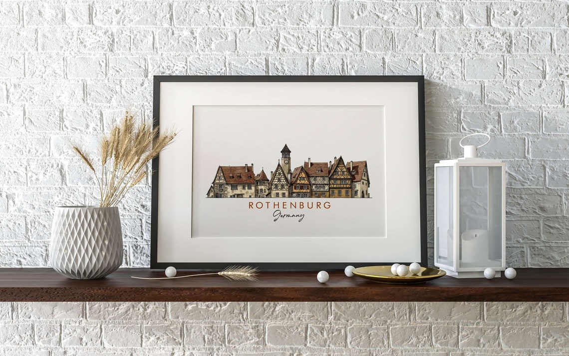 Rothenburg Germany Historic Half Timbered Houses Watercolor Poster - Image 2