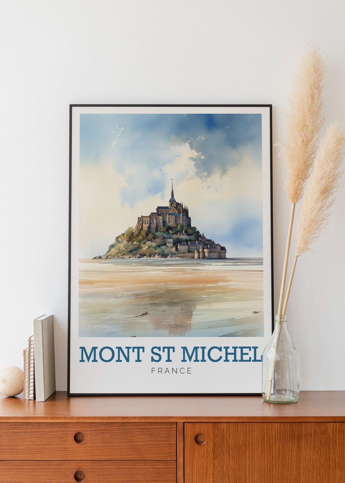 Mont St Michel France Tidal Island Abbey Watercolor Art Poster - Image 2