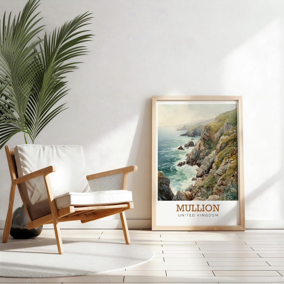 Mullion Cornwall Rocky Coastline Watercolor United Kingdom Poster - Image 2