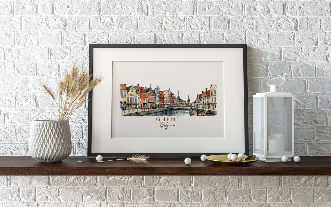 Ghent Minimalist Ink Print, Modern City Art Print - Image 2