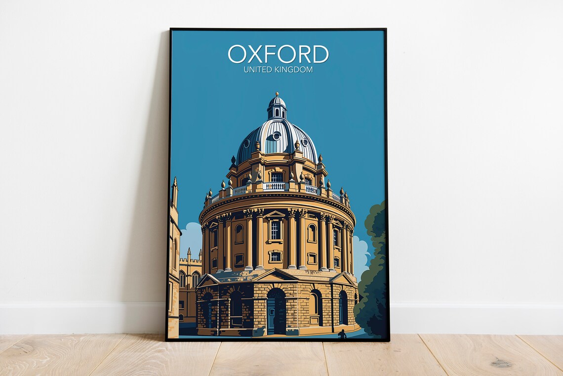 Oxford United Kingdom Radcliffe Camera Dome Vintage Travel Art Poster