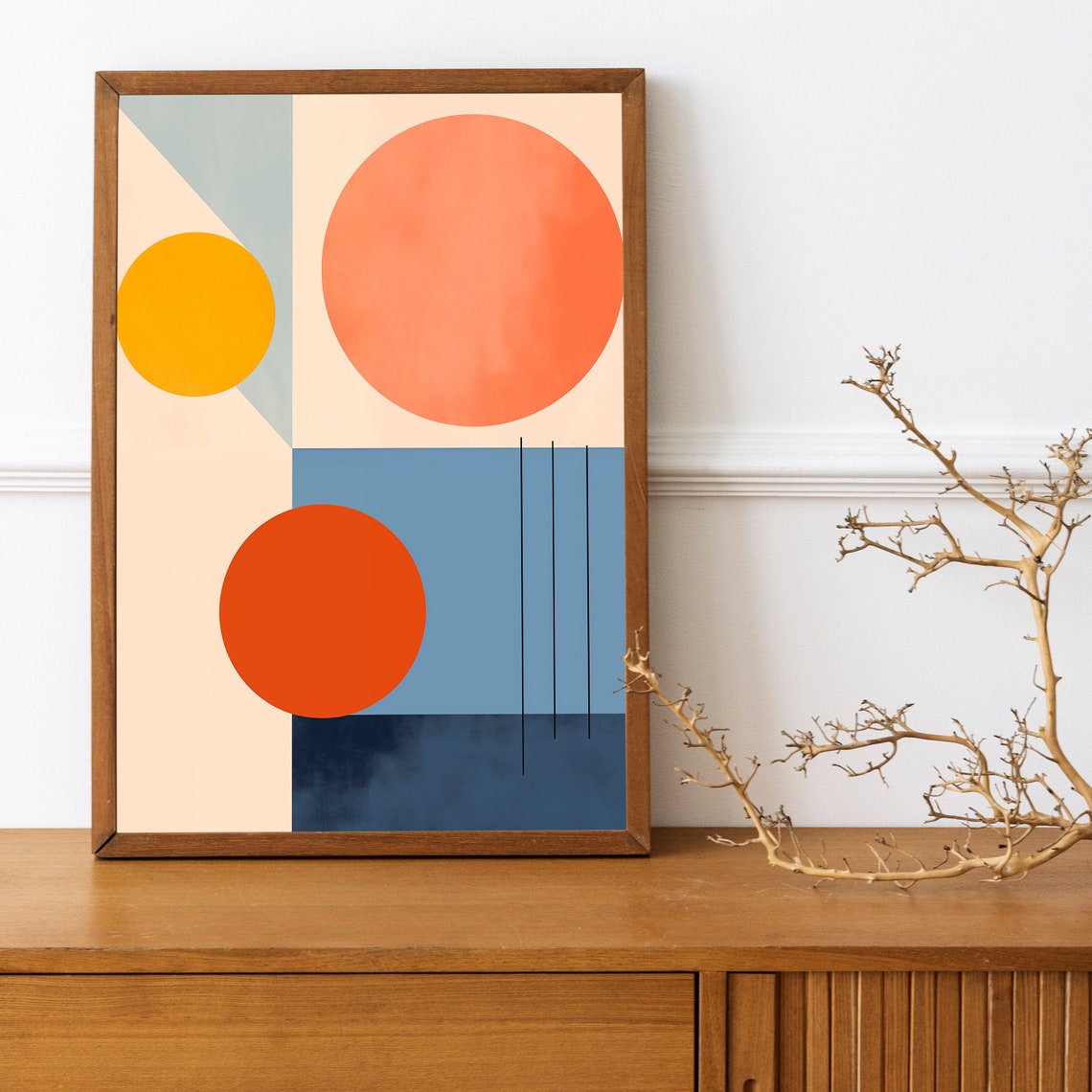 Mid Century Colorful Geometric Circles Modern Abstract Boho Art Print - Image 3