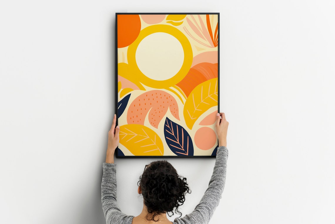 A Boho Sun Botanical Warm Terracotta Mustard Home Decor Art Poster - Image 2