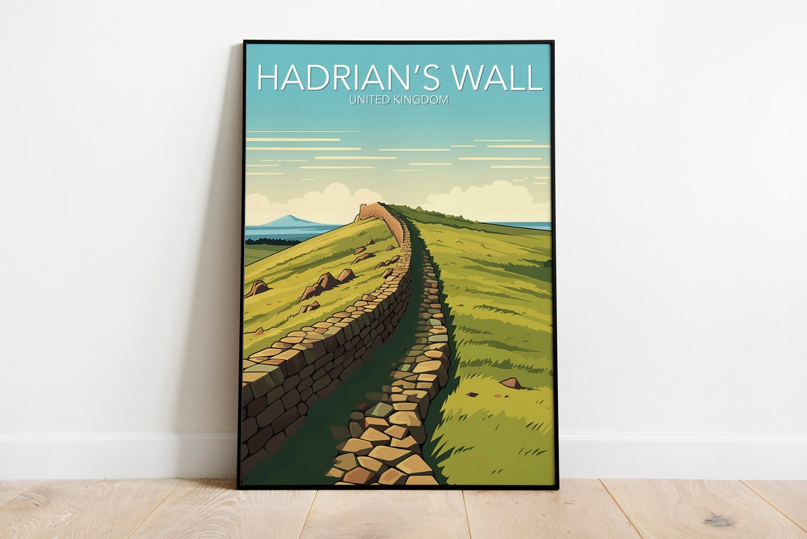 Hadrian's Wall United Kingdom Roman Stone Wall Hills Vintage Poster