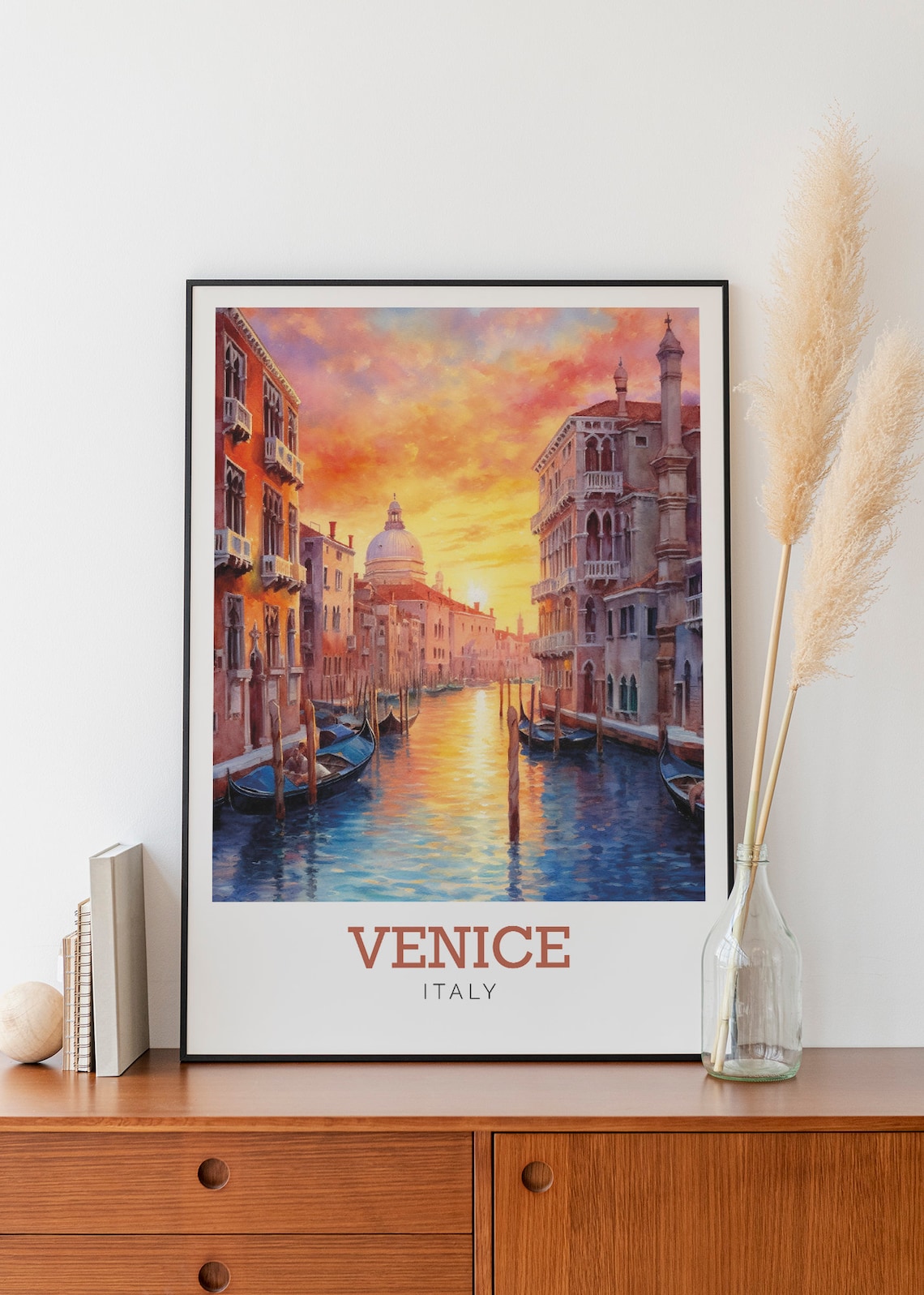 Venice Italy Sunset Grand Canal Watercolor Art Travel Poster - Image 3