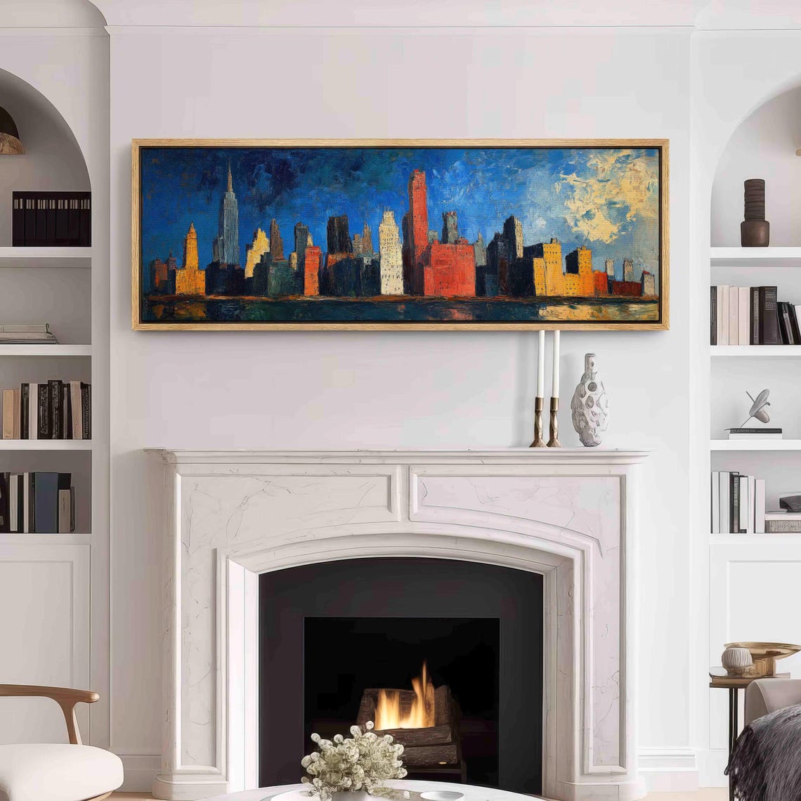 New York City Colorful Skyline Empire State Painting Travel Poster - Image 3