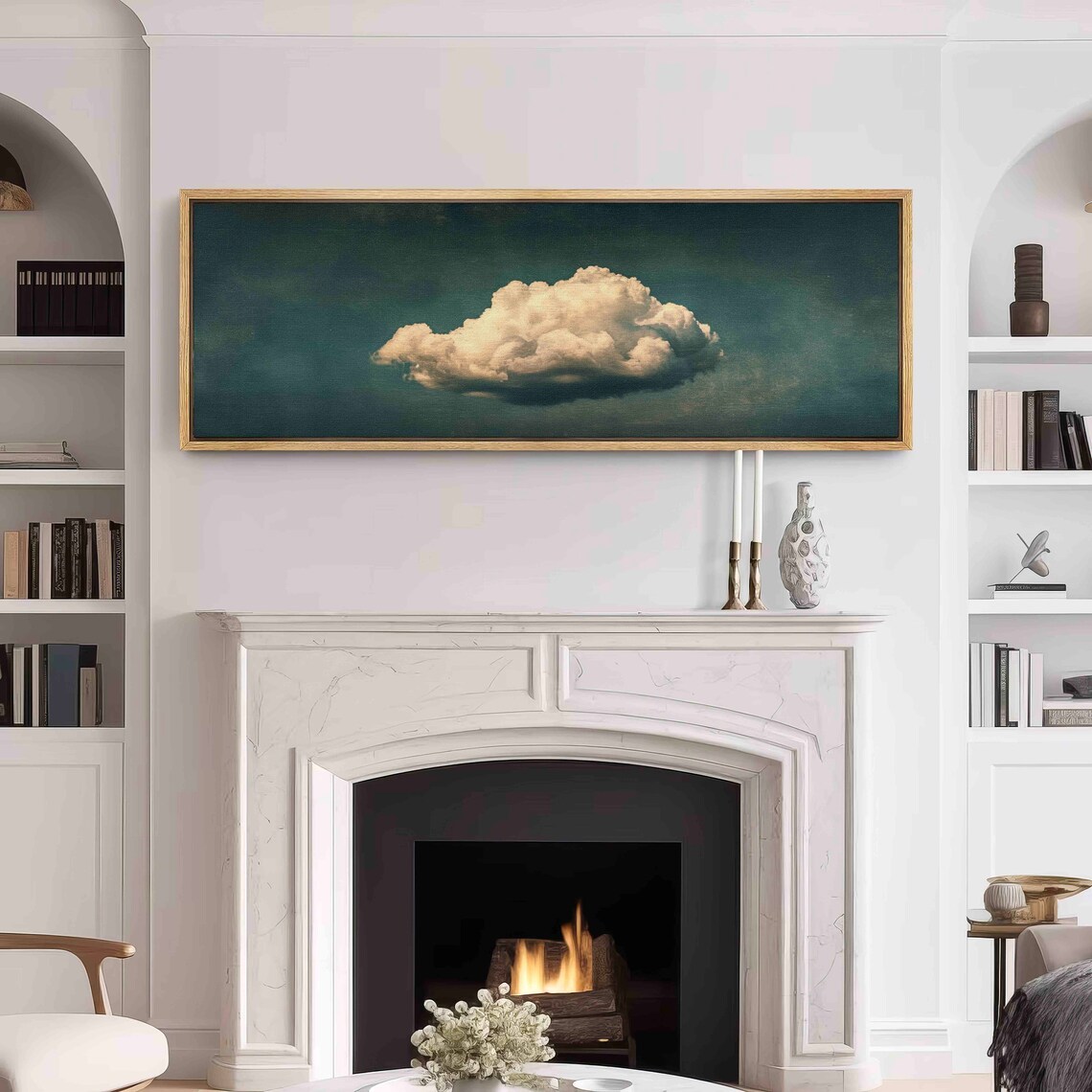 Vintage Moody Cloud Minimalist Art Print, Horizontal - Image 3