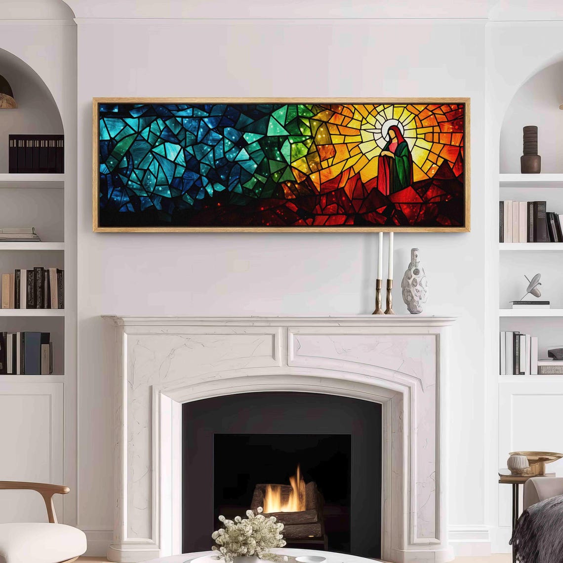 Stained Glass Style Holy Figure Mosaic Religious Decor Wall Art - Image 3