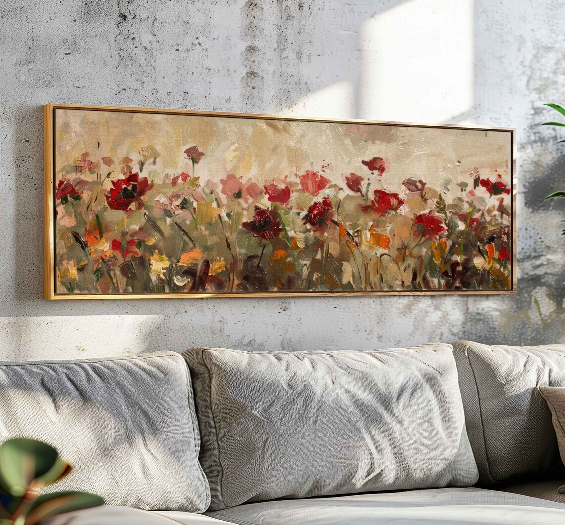 Wildflowers Rose Panoramic Floral Wall Art Print