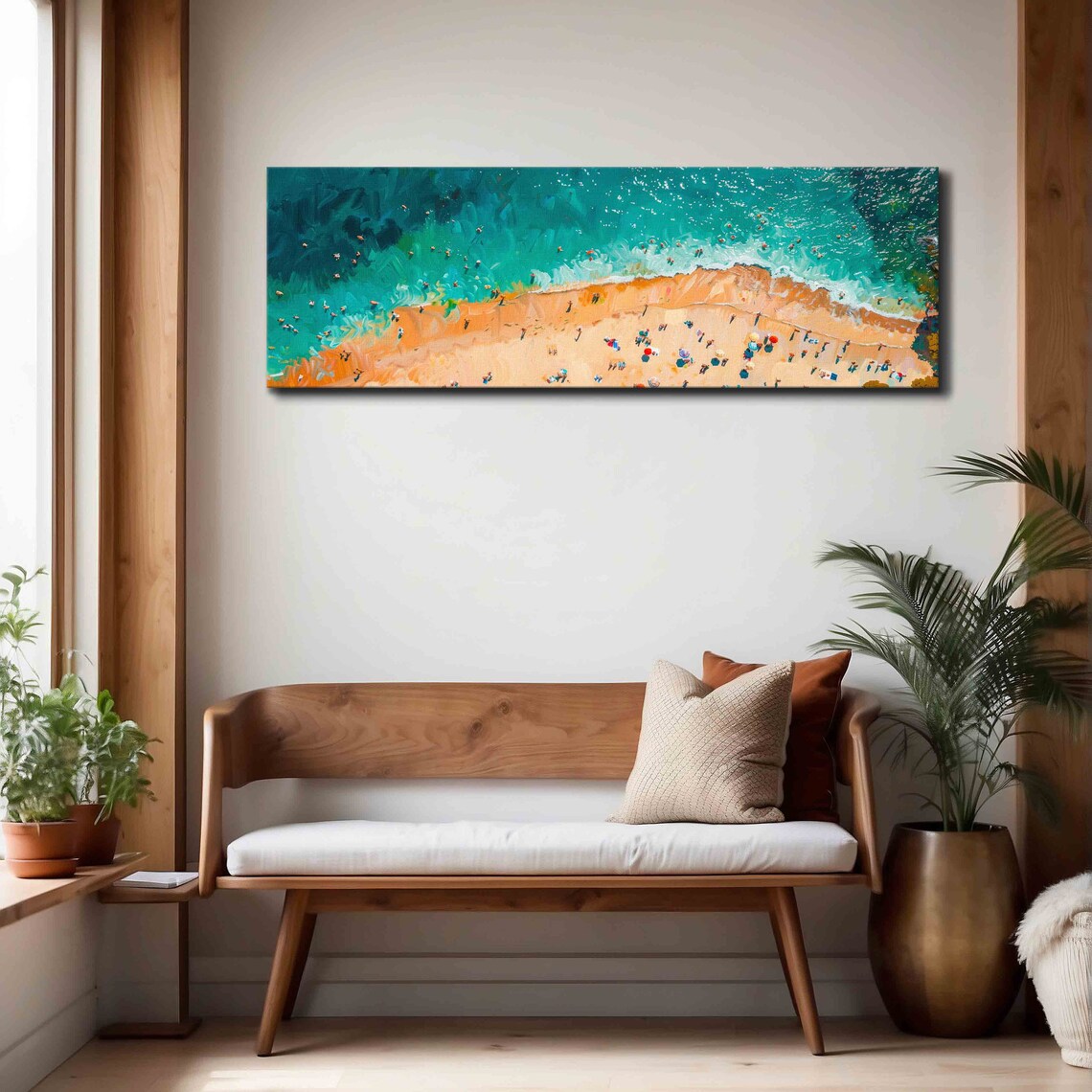 Beach Aerial Painting, Panoramic Summer Art Print - Image 4