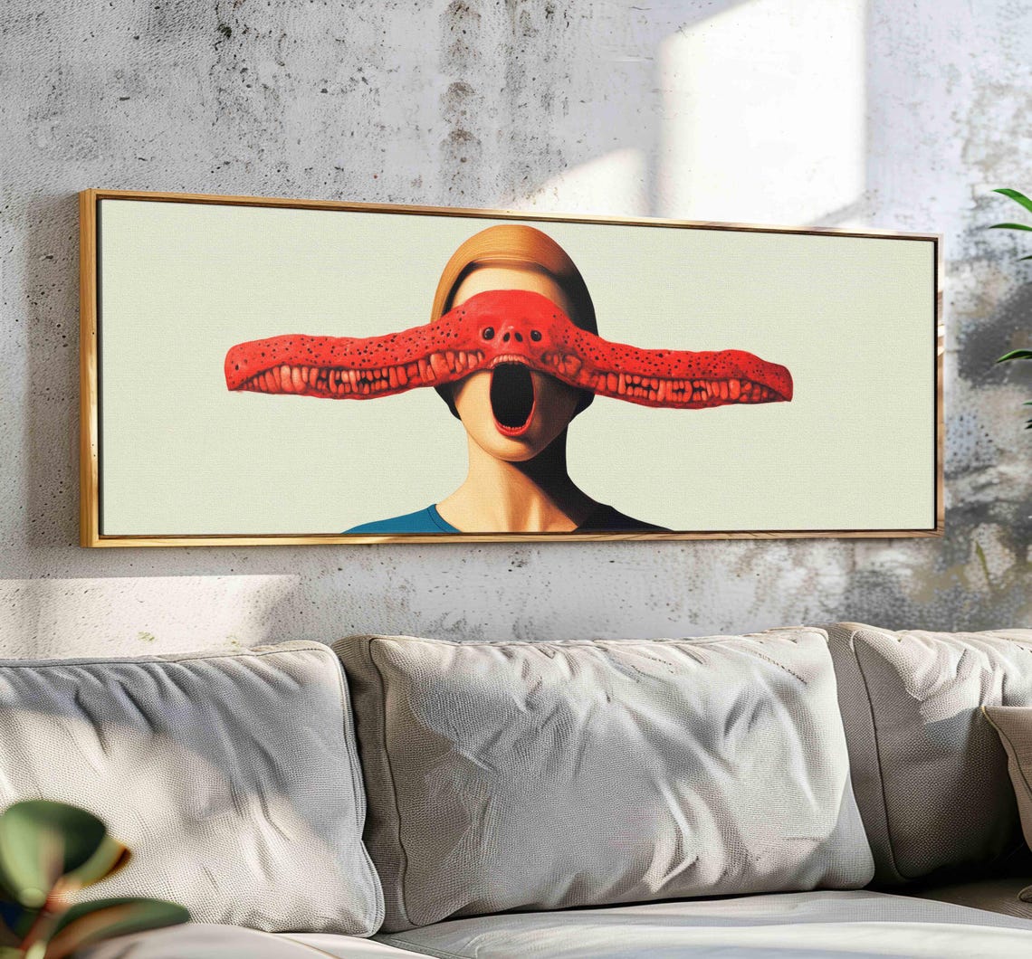 Surreal Gothic Head Red Creature Dreamlike Avant Garde Art Print